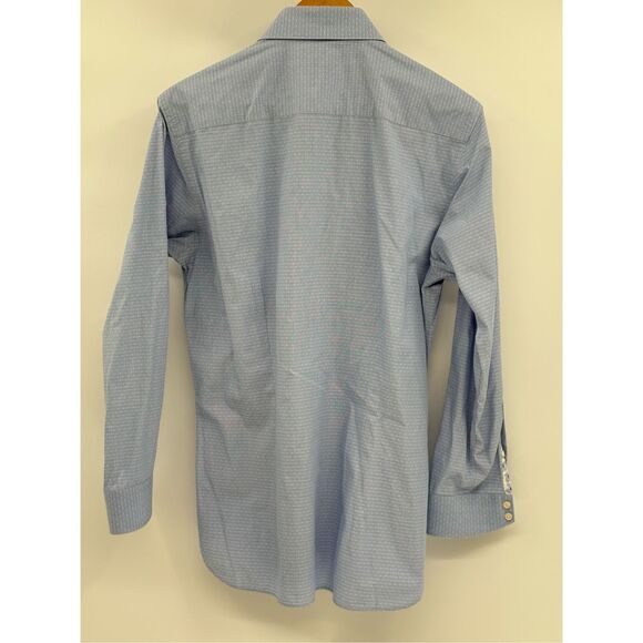 Ted Baker Button Down Shirt Men 16 32/33 Blue Geometric Flip Cuff Long Sleeve - Picture 5 of 10